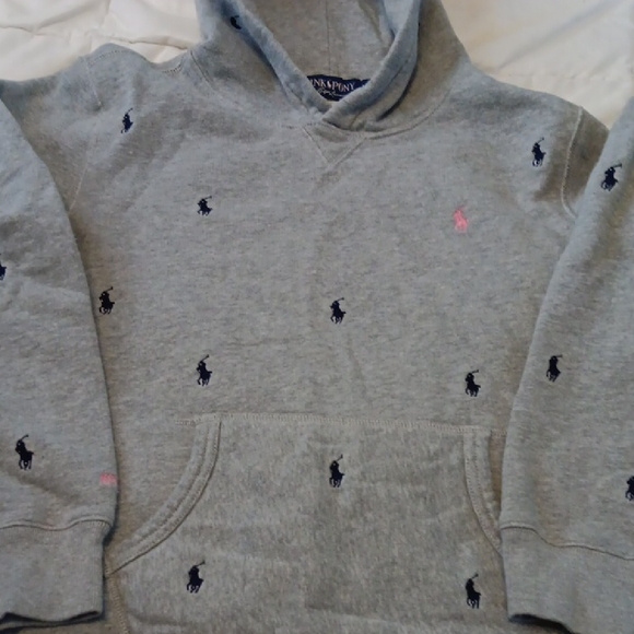 Polo by Ralph Lauren Gray Hoodie with Black and Pink Accents - Picture 3 of 10